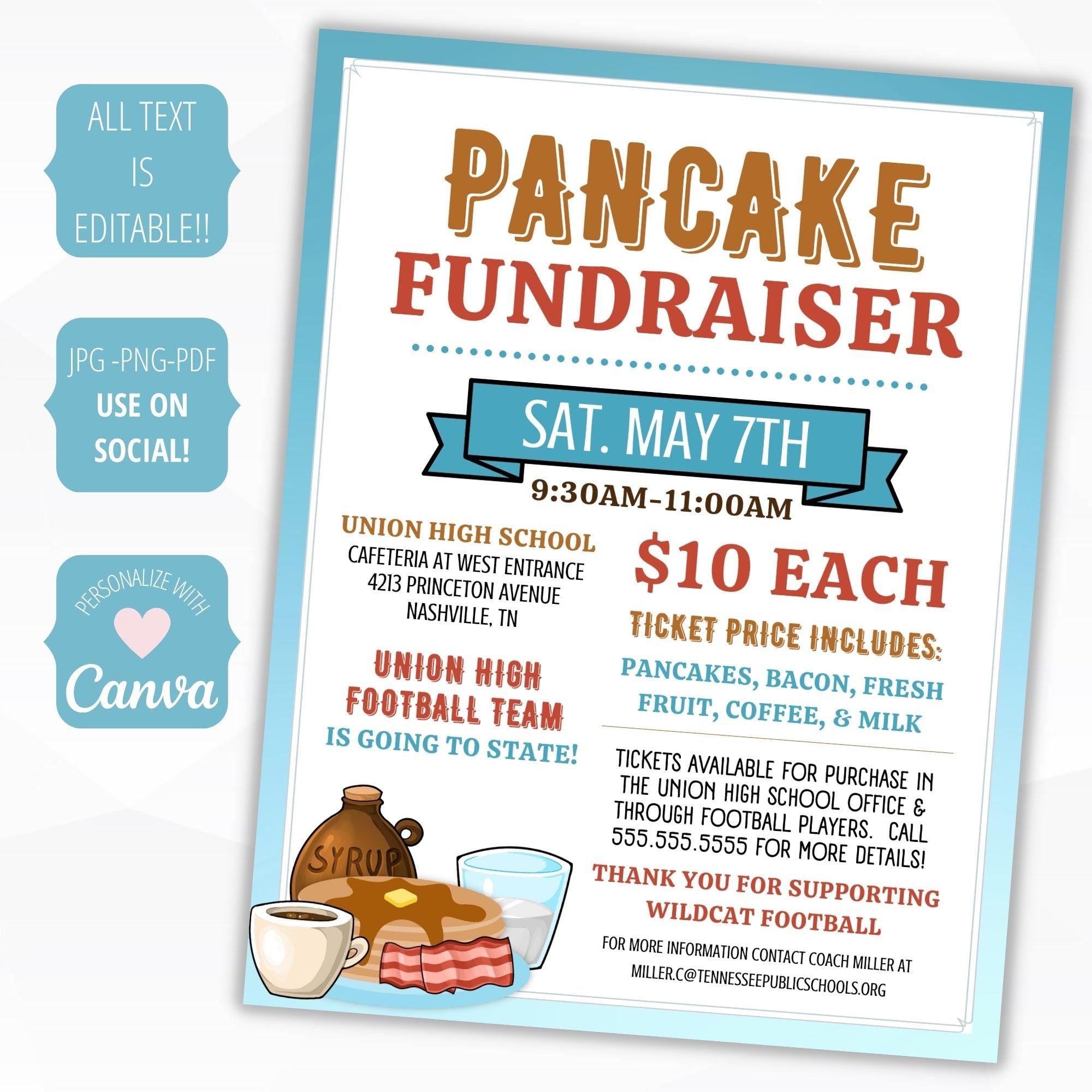 School PTO /PTA/PTC leader poster set for Flapjack/Pancake Breakfast Fundraiser