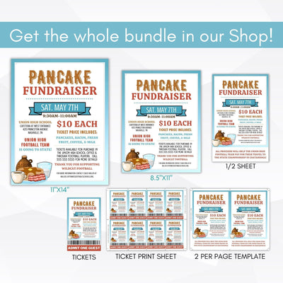 Pancake Fundraiser Editable Sign Set Template Perfect for Adoption/Charity/Non Profit/Athletic Fundraiser Event Idea