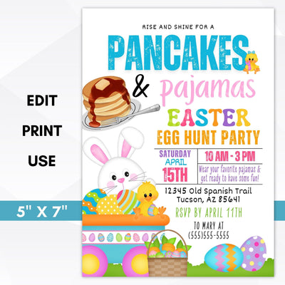 Pancakes and pajamas party invitations