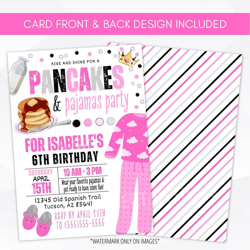 Pink pajama party kids invite