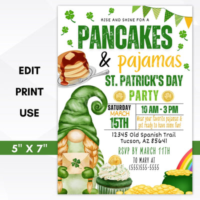 Pancakes and pajamas party invitations