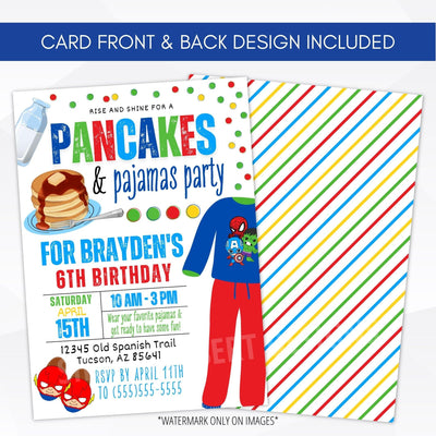 Pancakes and pajamas party invitations