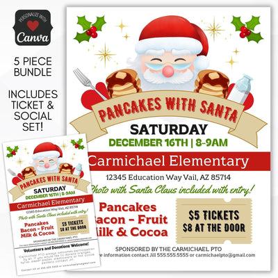 pancakes with santa fundraiser flyer