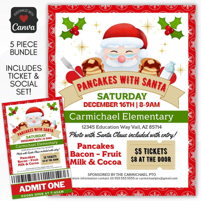 pancakes with santa invitation flyer
