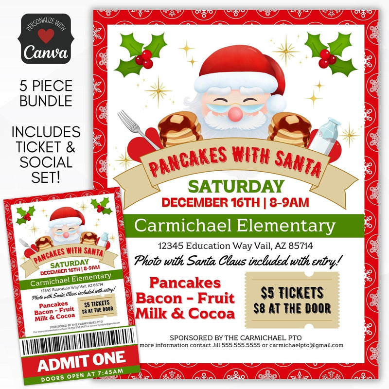 pancakes with santa invitation flyer