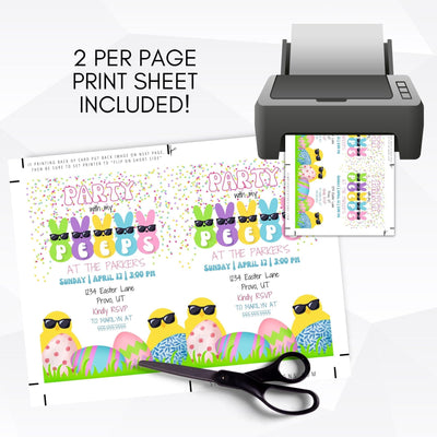 bunny and chick peeps printable template school, church, community, neighborhood Easter Egg Hunt instant digital download
