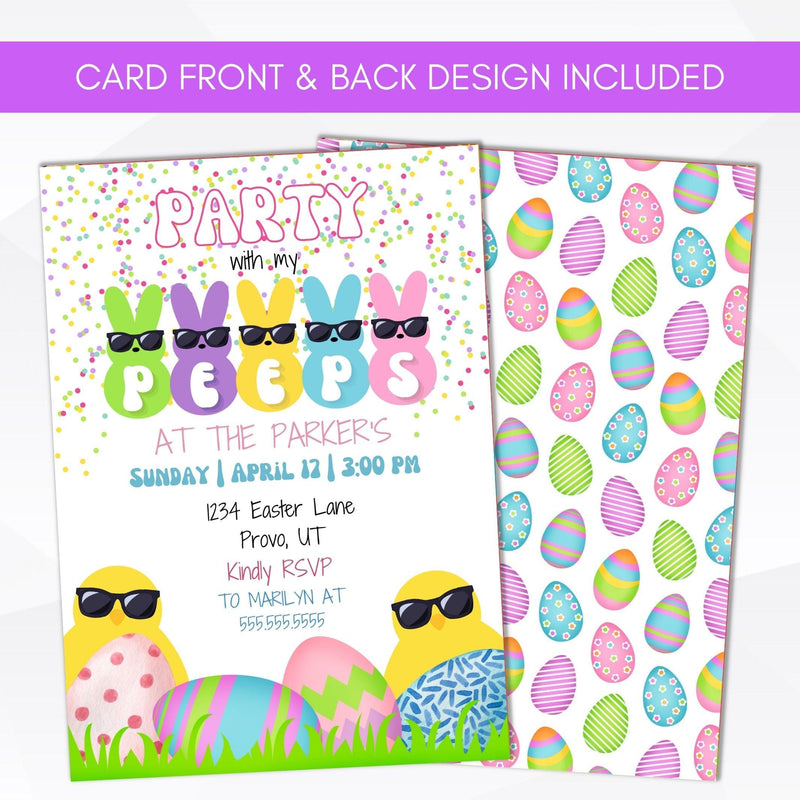 peeps themed Easter bunny egg hunt brunch lunch luncheon invitation template