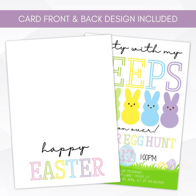 peeps themed Easter bunny egg hunt brunch lunch luncheon invitation template