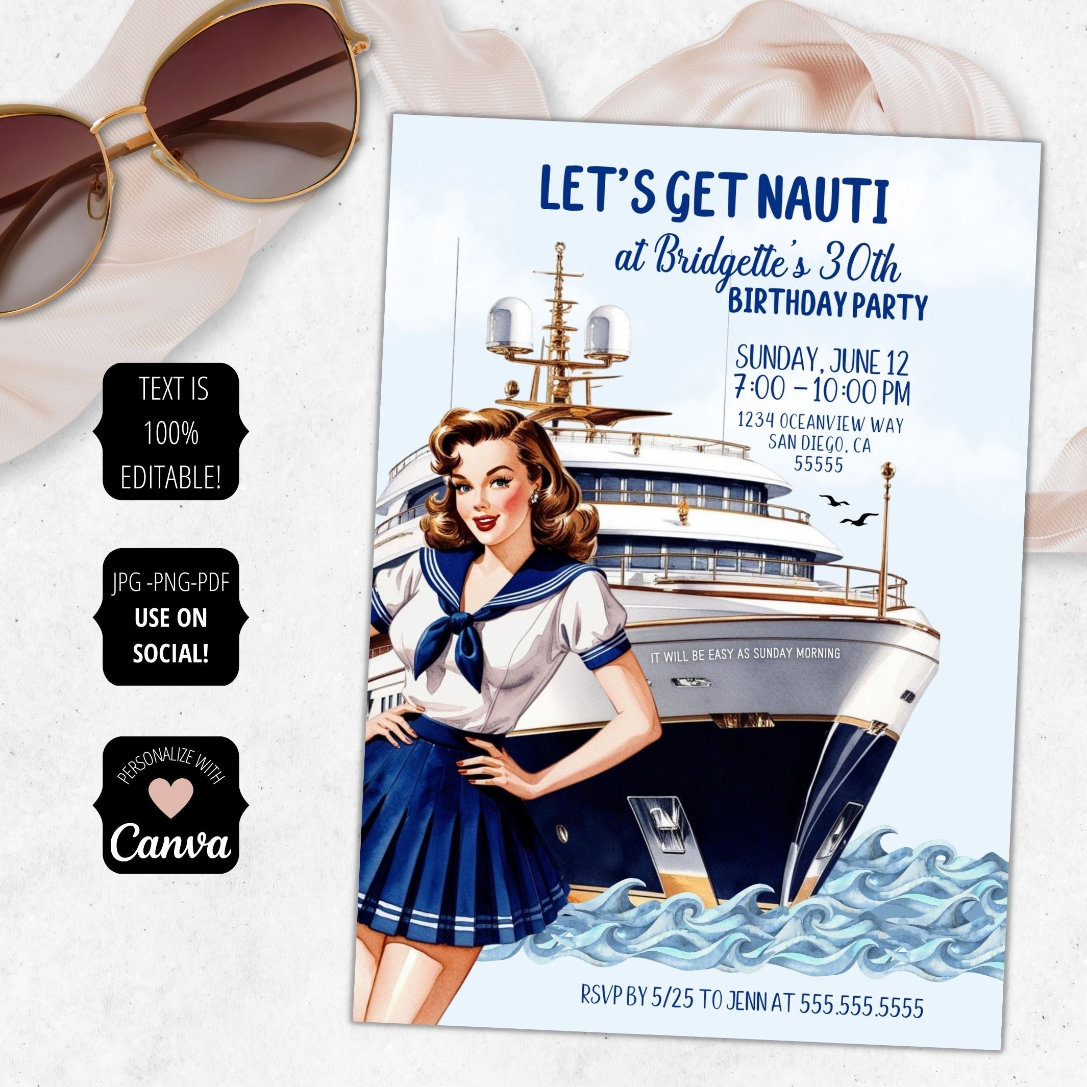 30th birthday party invitation for her