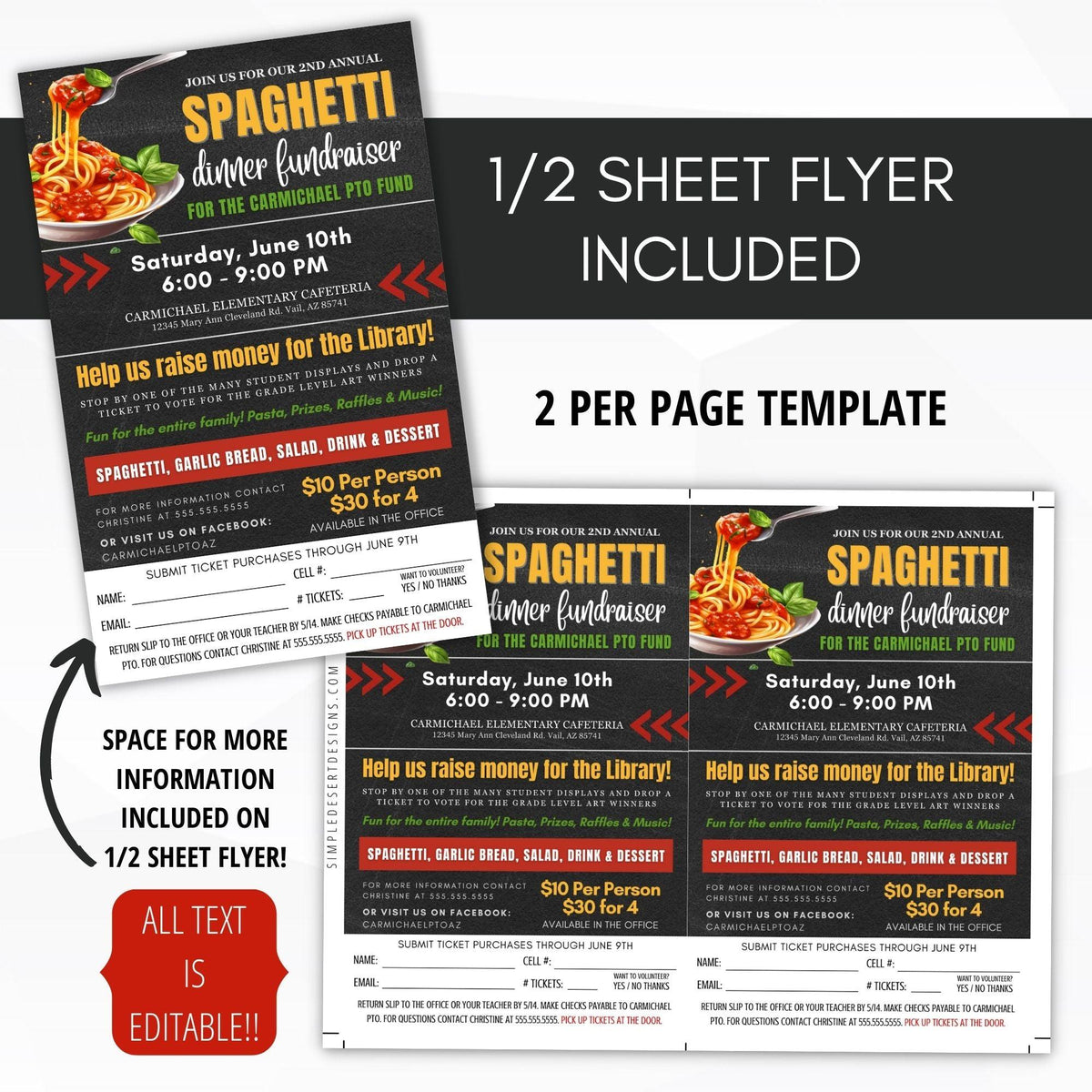 Pasta Dinner Fundraiser Bundle - Simple Desert Designs