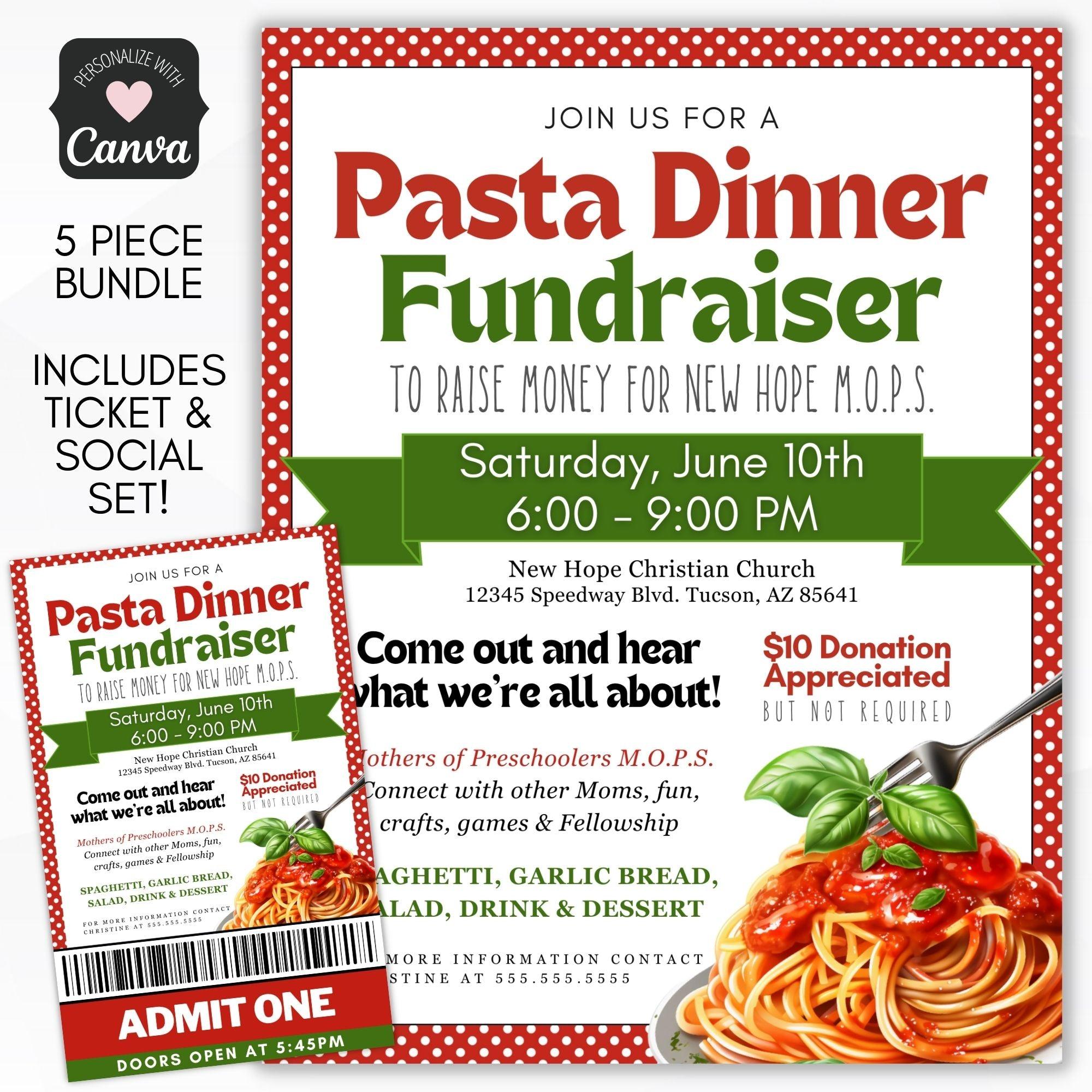 Pasta Fundraiser Flyer Ticket Bundle – Simple Desert Designs