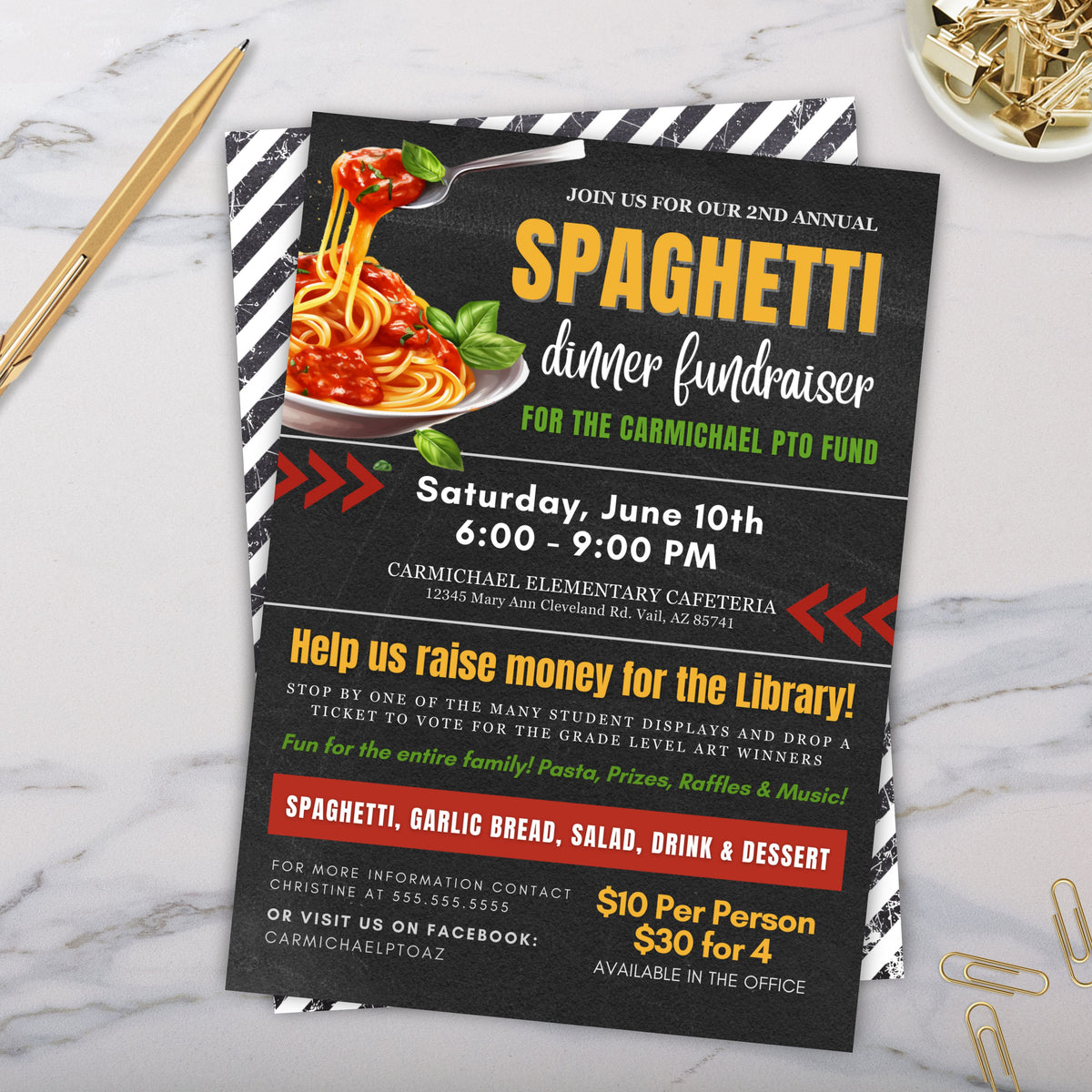Pasta Dinner Fundraiser Invitation - Simple Desert Designs