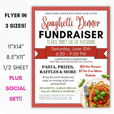 pasta night fundraiser flyers for any charity organization