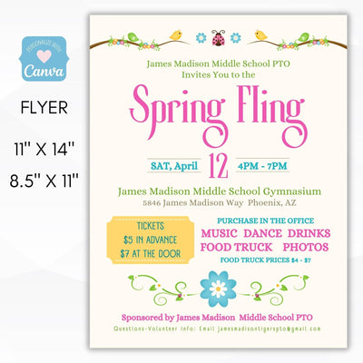 spring fling daddy daughter dance flyer set editable templates