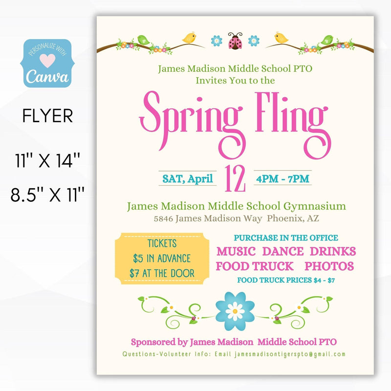 spring fling daddy daughter dance flyer set editable templates