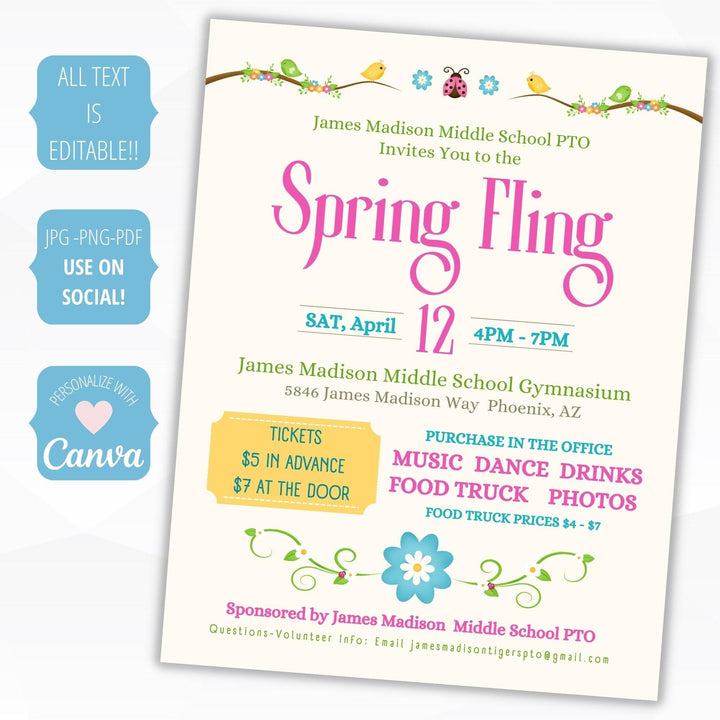 Pastel Spring Fling Flyers Set | Simple Desert Designs