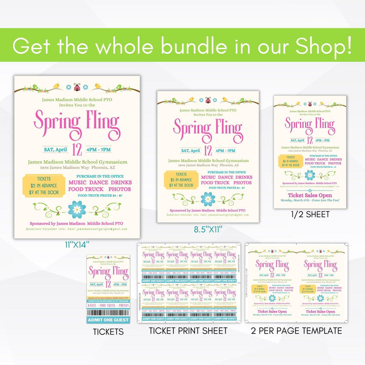 Pastel Spring Fling Flyers Set Simple Desert Designs