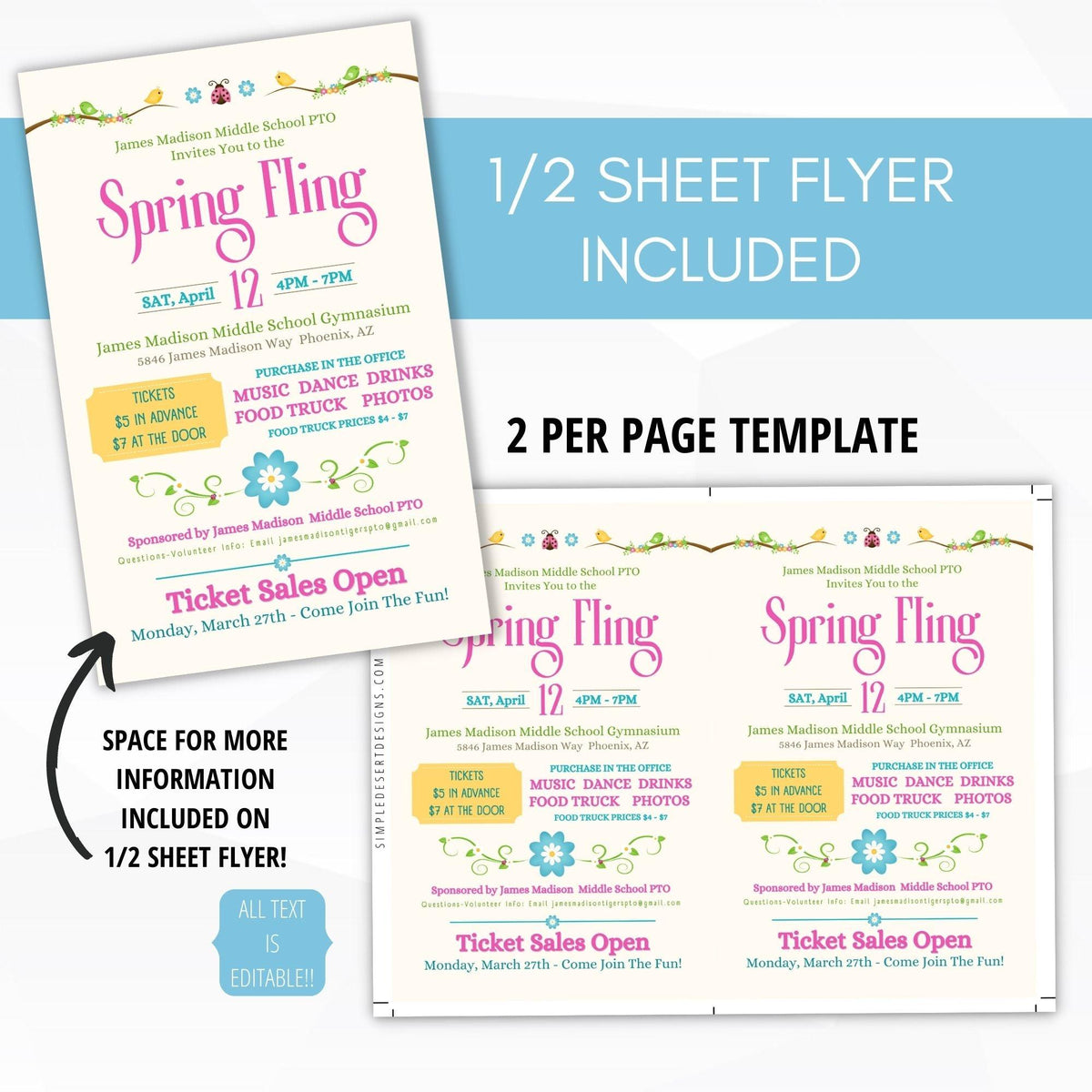 Spring Fling Flyer & Ticket Bundle - Simple Desert Designs