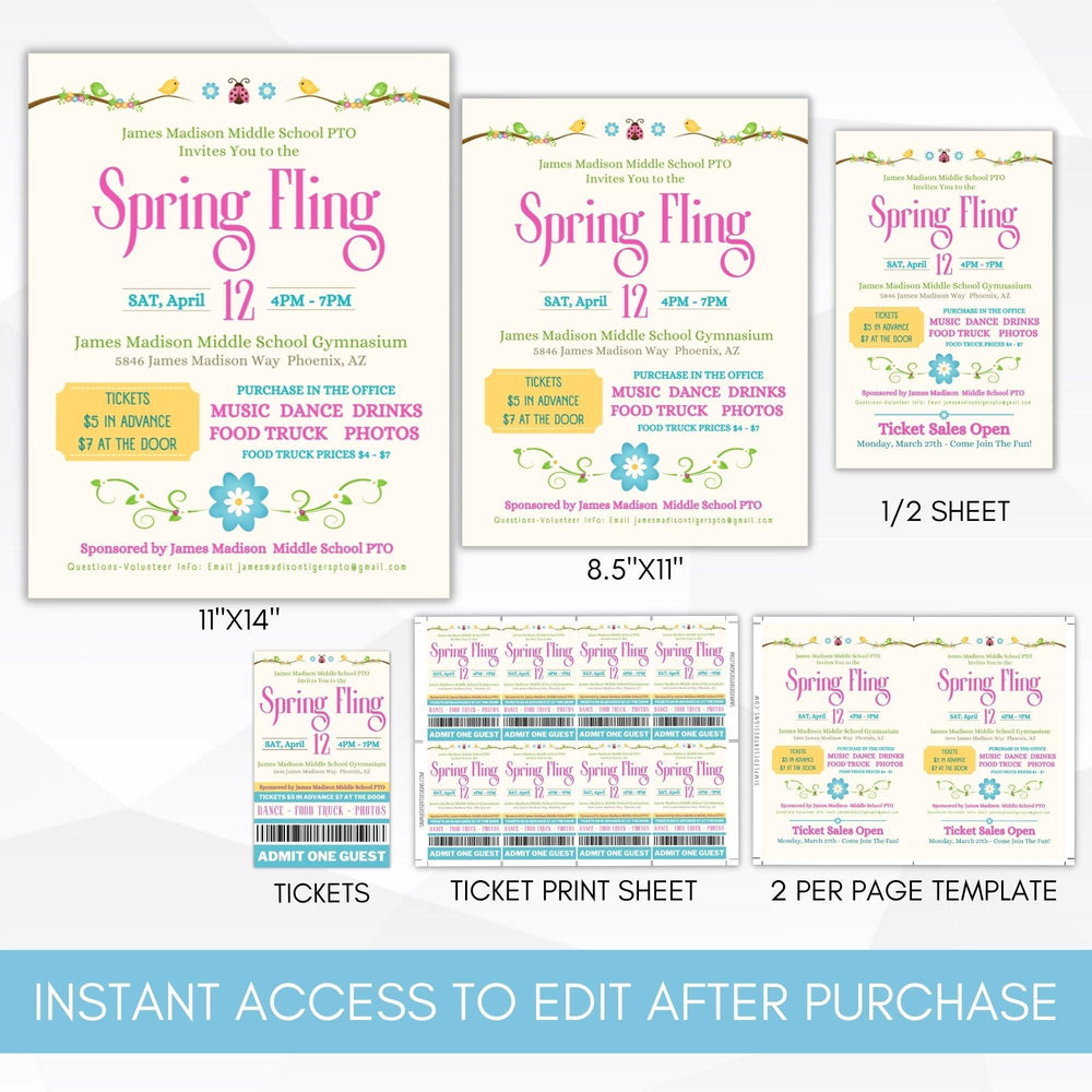 Spring Fling Flyer & Ticket Bundle - Simple Desert Designs