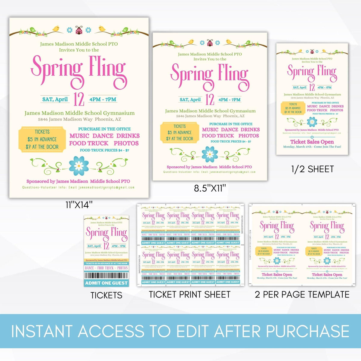Spring Fling Flyer & Ticket Bundle - Simple Desert Designs
