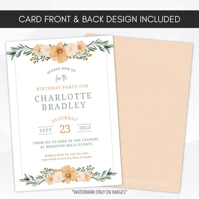 peach floral invitation for any special occasion