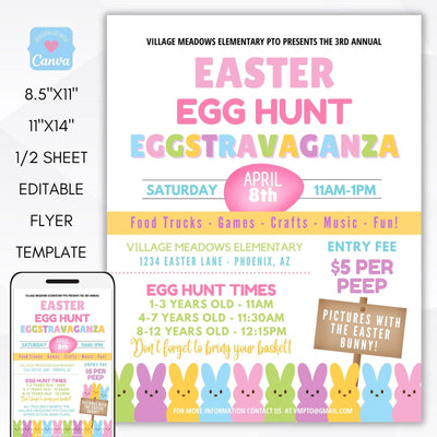 Peeps Easter egg hunt flyer set