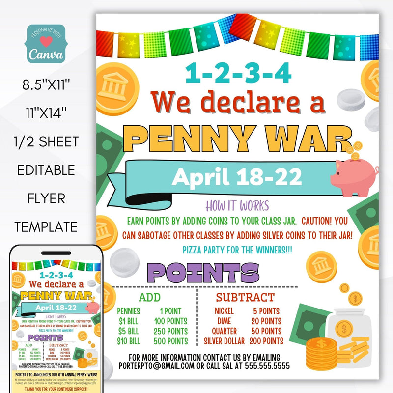 penny wars cash cow school pto fundraiser idea