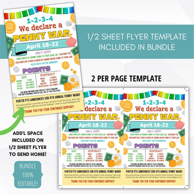 editable template easy fundraising ideas school pto pta church community team fundraiser penny wars