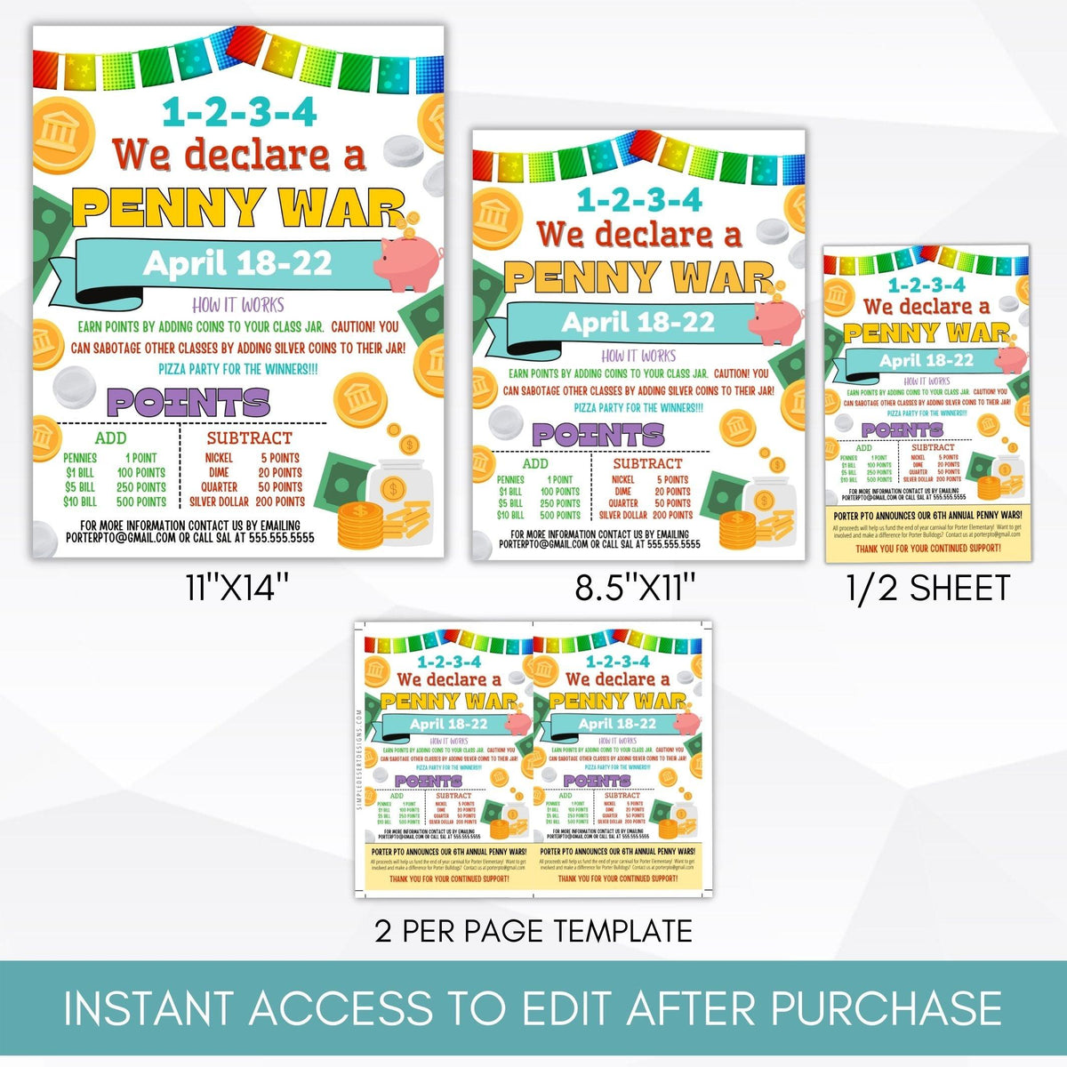Penny Wars Fundraiser Flyer Set - Simple Desert Designs