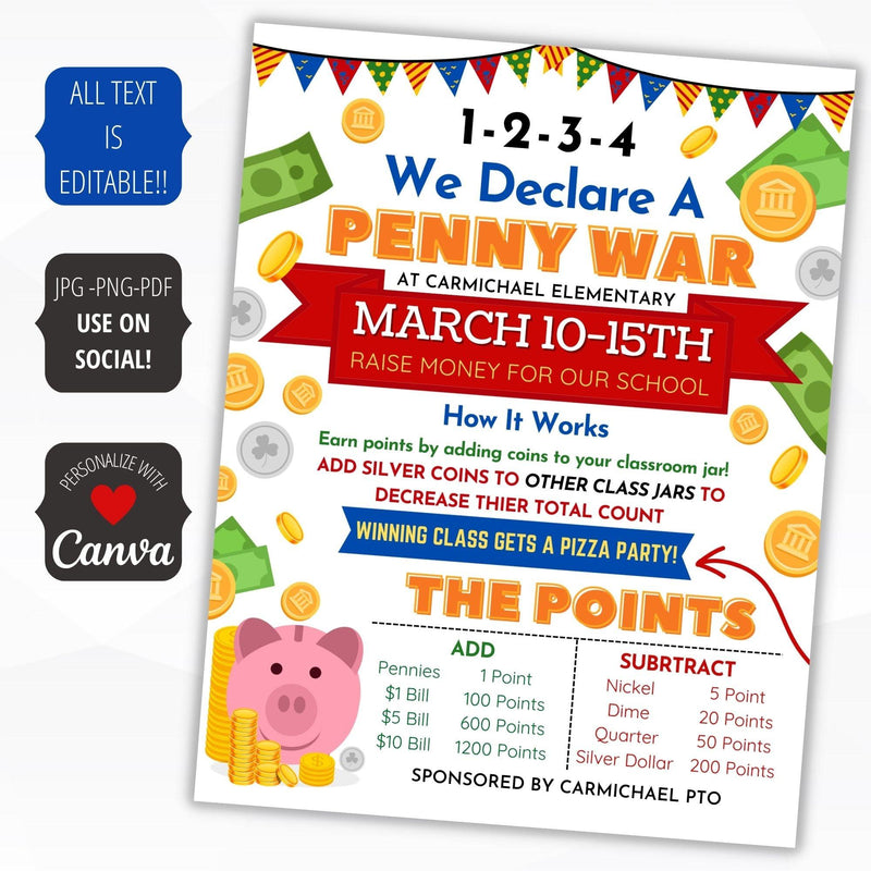 school penny war fundraiser rules