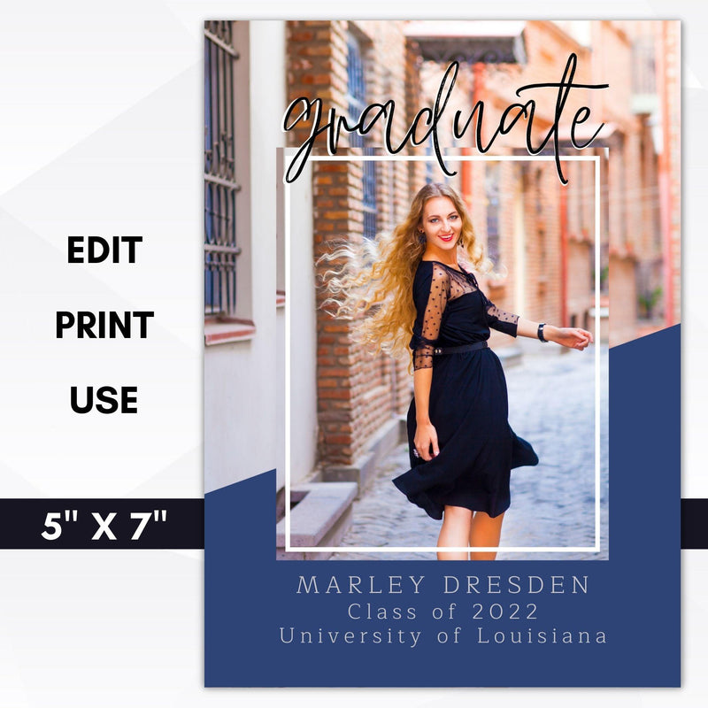 editable photo graduation party invitation template digital download high school college grad party