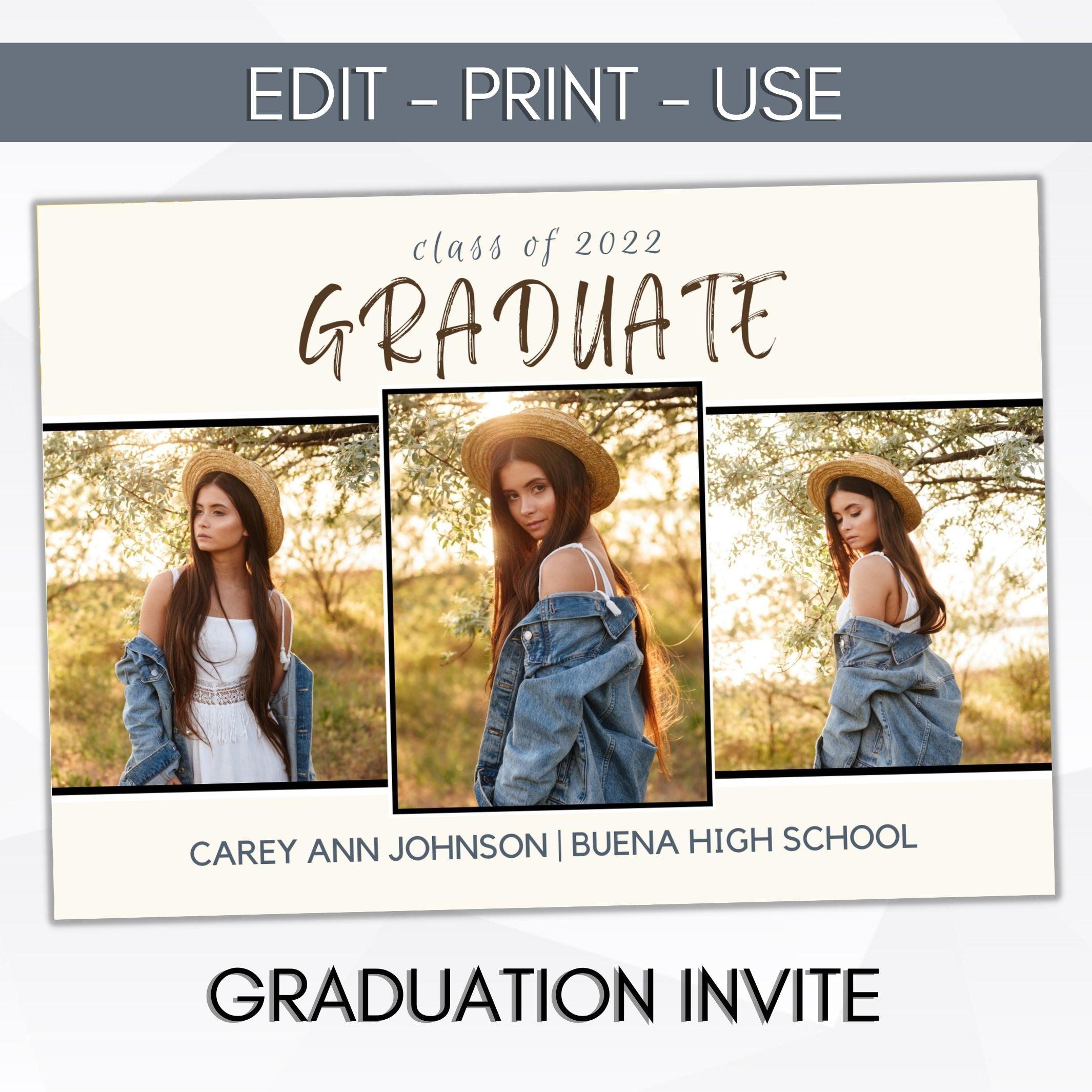 editable photo graduation party invitation template digital download high school college grad party