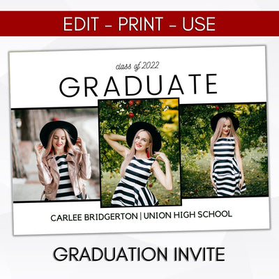 editable photo graduation party invitation template digital download high school college grad party