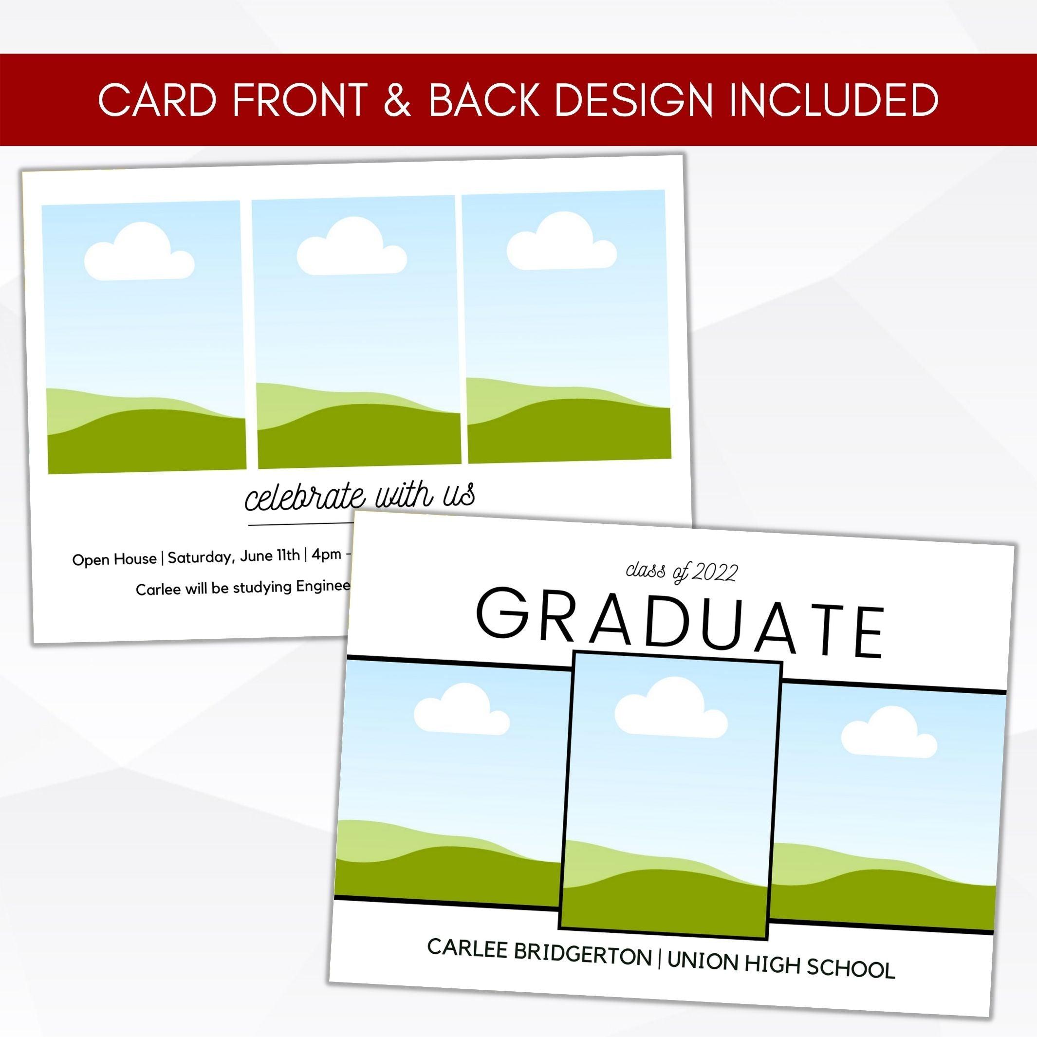 Fully editable high school college graduation party announcement invitation template