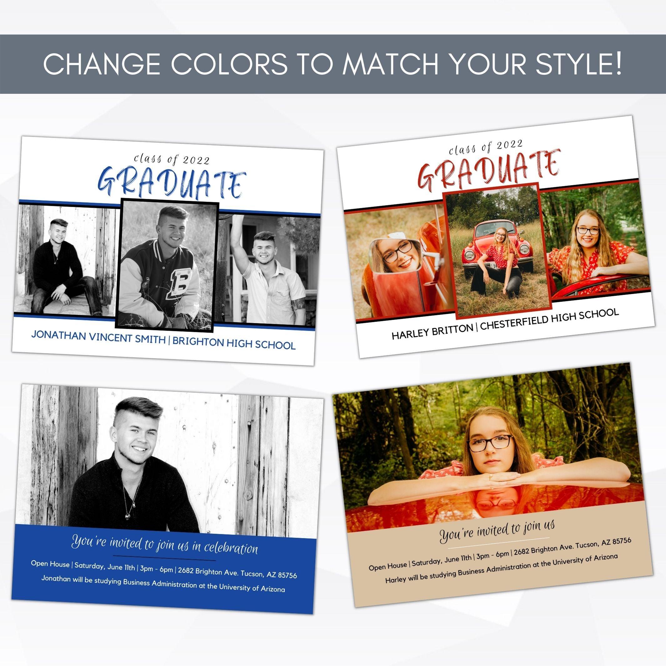 grad announcement photo graduation invitation template fully editable grad party invite