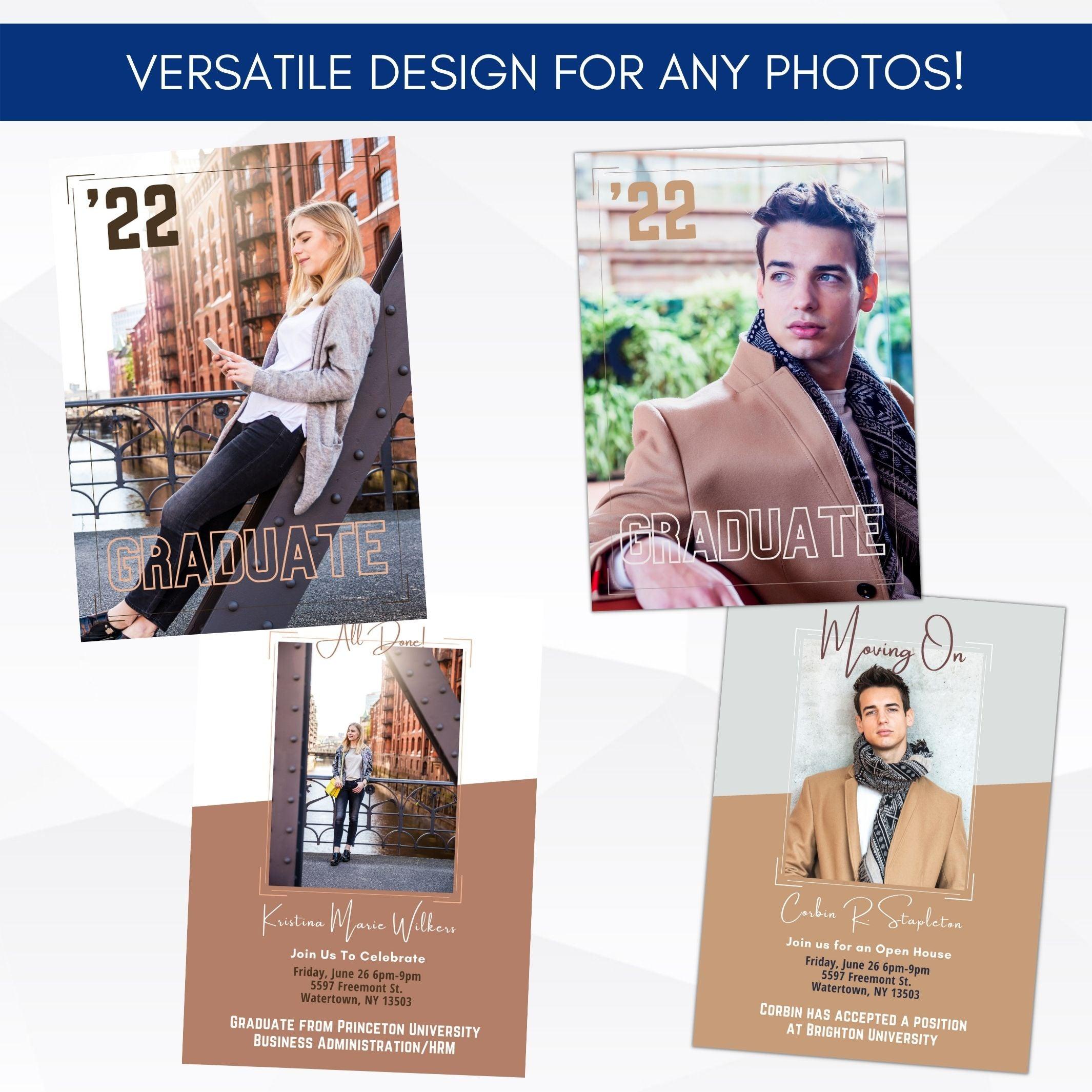 grad announcement photo graduation invitation template fully editable grad party invite