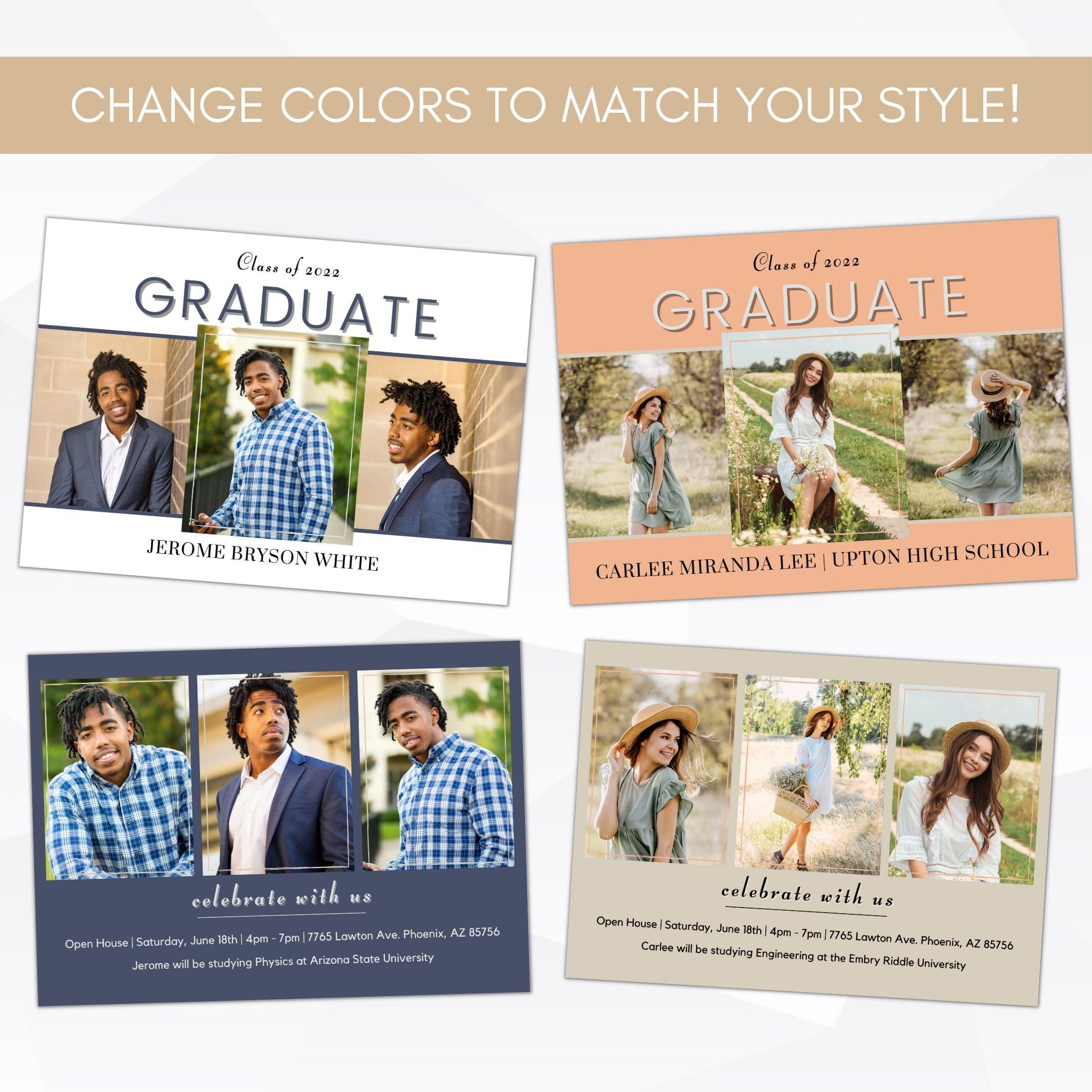 grad announcement photo graduation invitation template fully editable grad party invite