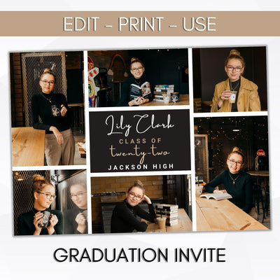 editable photo graduation party invitation template digital download high school college grad party