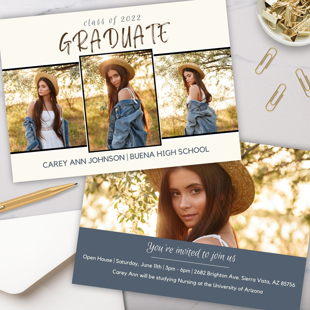 Trends Graduation Photo Collage Invitation - Simple Desert Designs