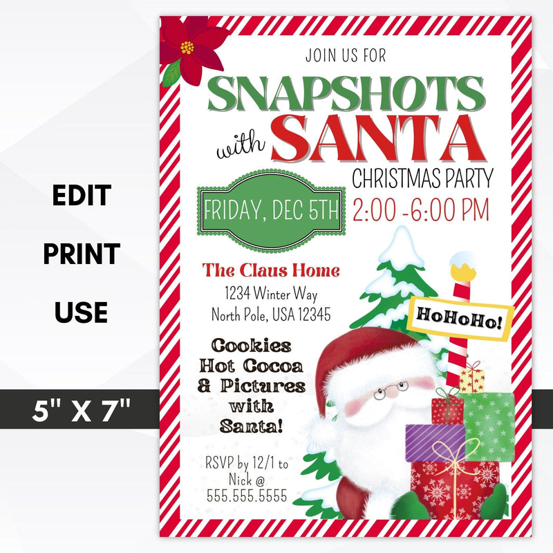 photos with santa kids christmas party invite