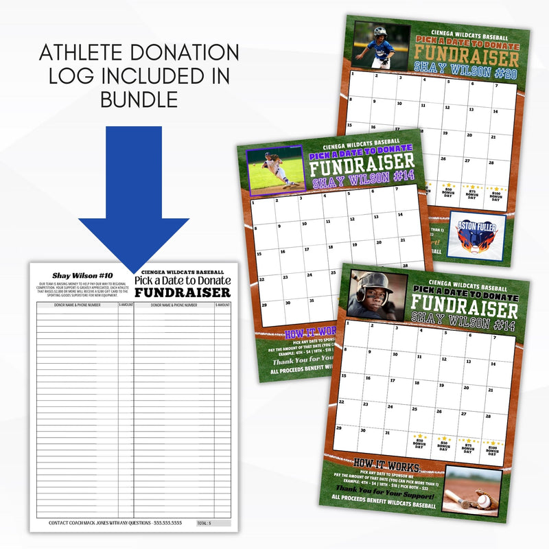 cash calendar fundraiser template with donation log form included
