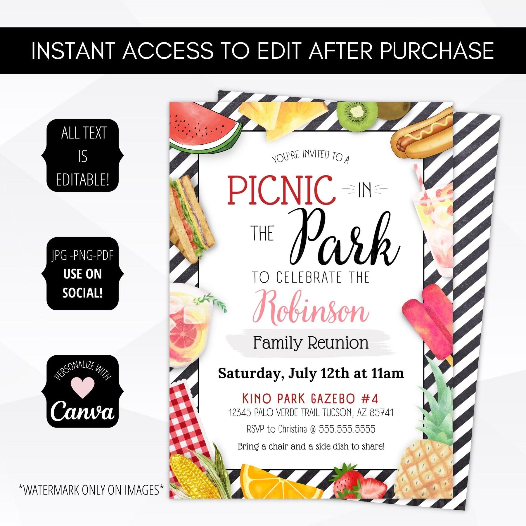 Rec Invitation Picnic Family Reunion Invitation – Simple Desert Designs