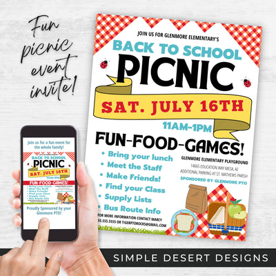 customizable picnic party invitation flyers for school church or community picnic events