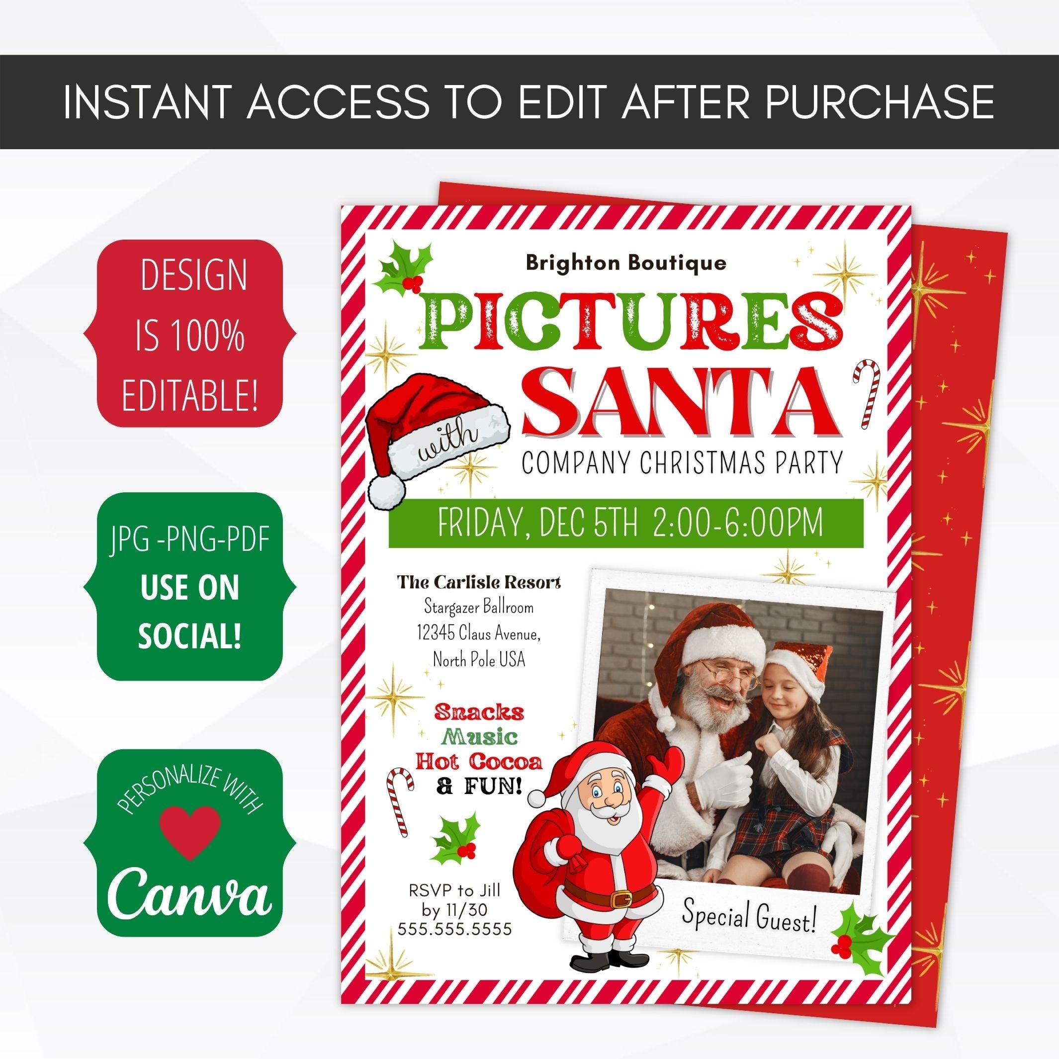 photos with santa company christmas party invite