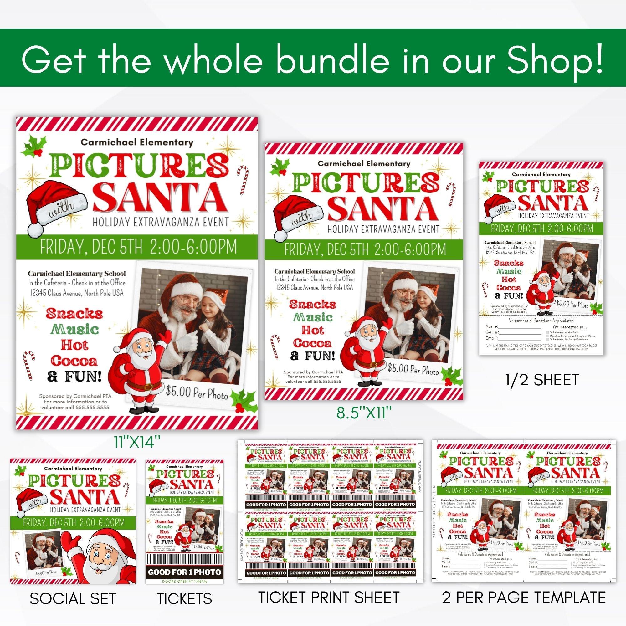 Christmas party santa fundraiser flyer pictures with santa