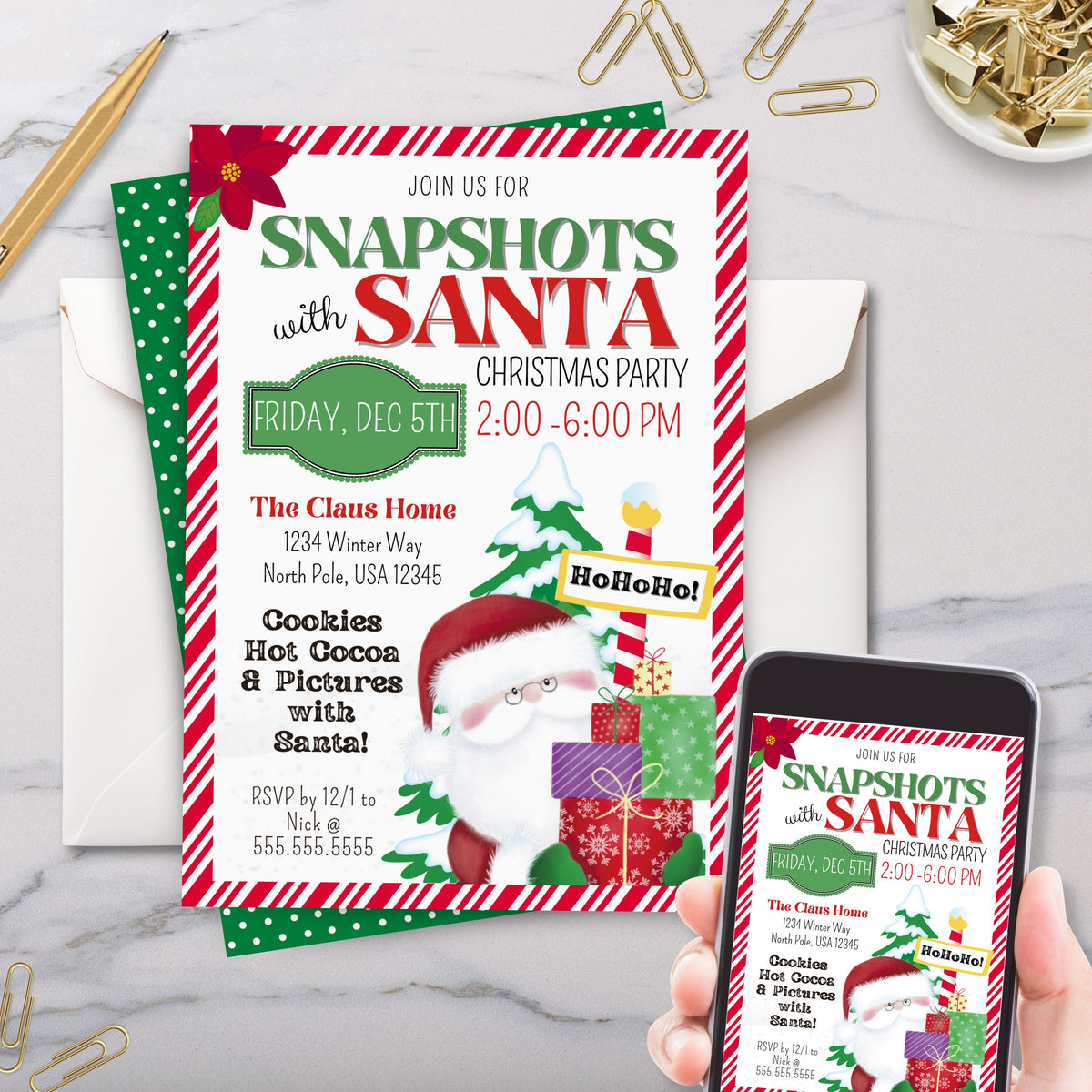 Photos with Santa Invitation Template - Simple Desert Designs
