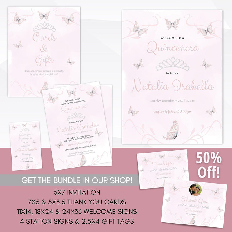 editable quinceanera birthday party invitation suite