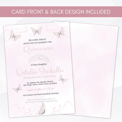 pastel butterfly quince invite