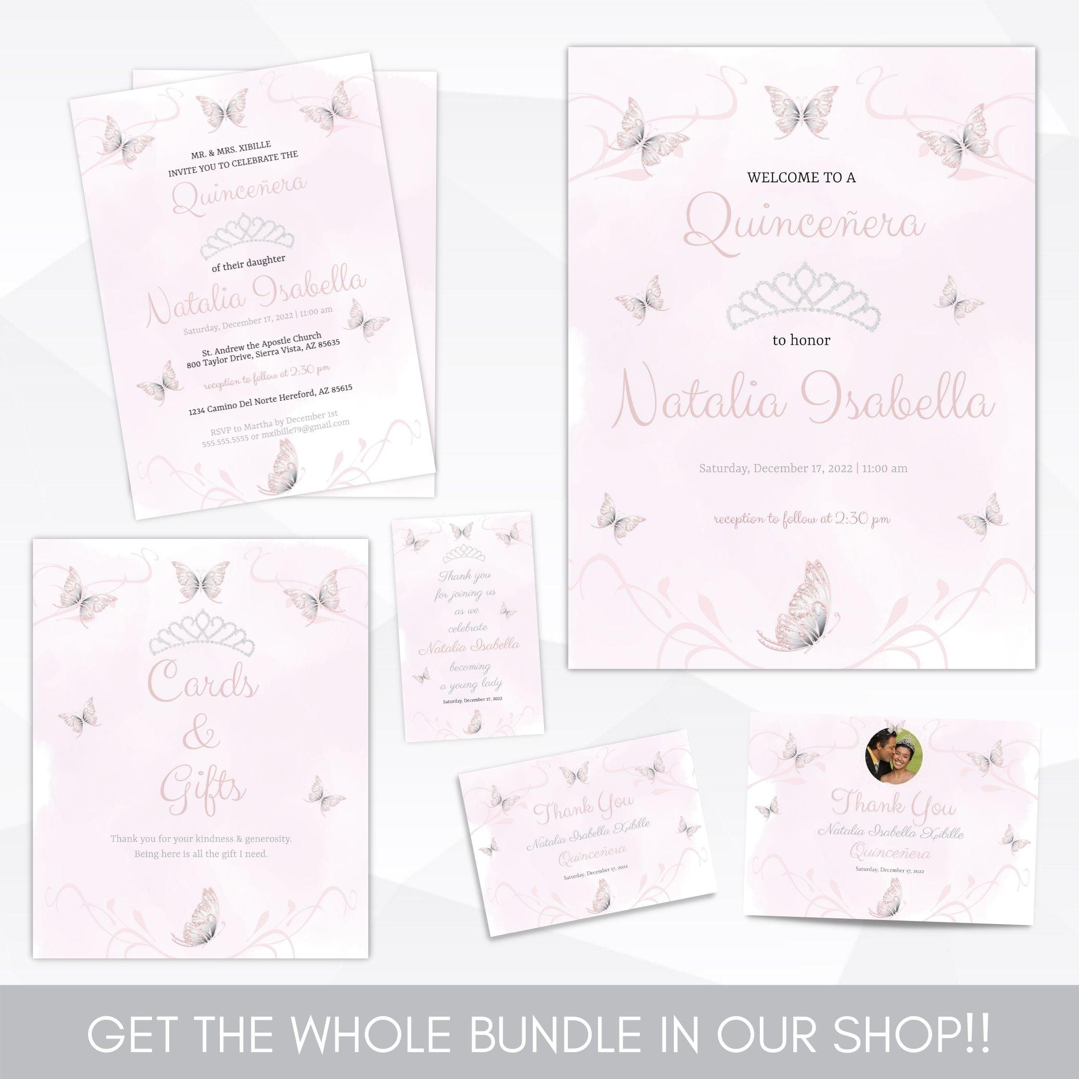 editable quinceanera invitation suite