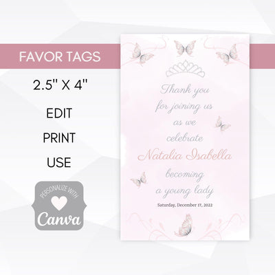 quinceanera favor tags